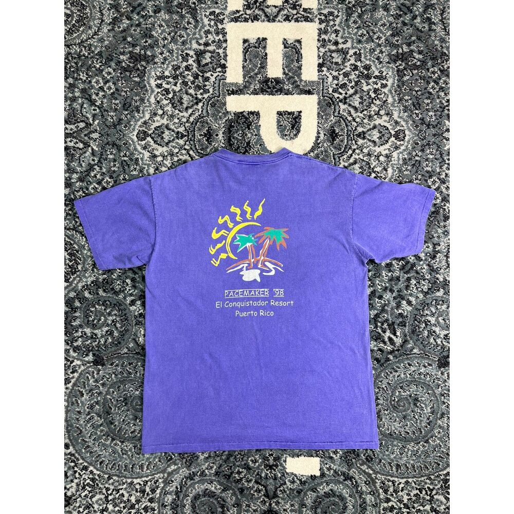Vintage 98 Mens Oneita Brand Peacemaker Resort Puerto Rico tshirt XL Purple